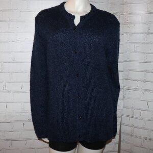 💙 National Blue Knit Button-Down Sweater – Size Large Classic Comfort · Soft